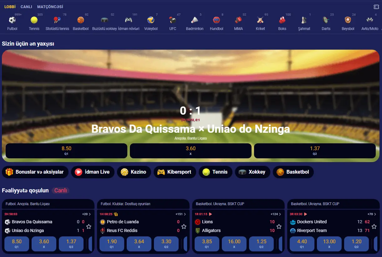 Nomad Casino online idman mərcləri və canlı bahis